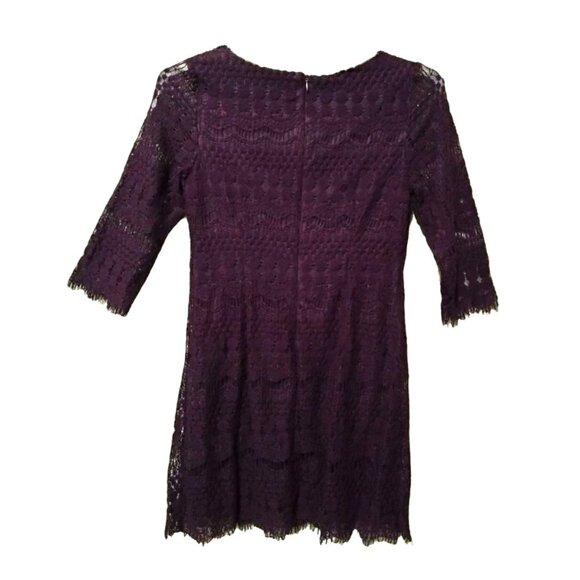 Ronni Nicole Purple Lace Fully Lined Scalloped Hem Back Zipper Dress Size 8P - Picture 6 of 9